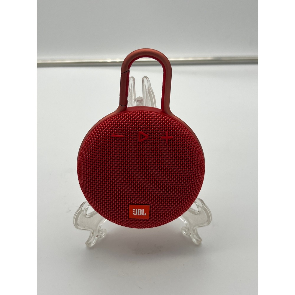 WORKS! JBL Clip 3 Portable Waterproof Bluetooth Speaker Red Wireless